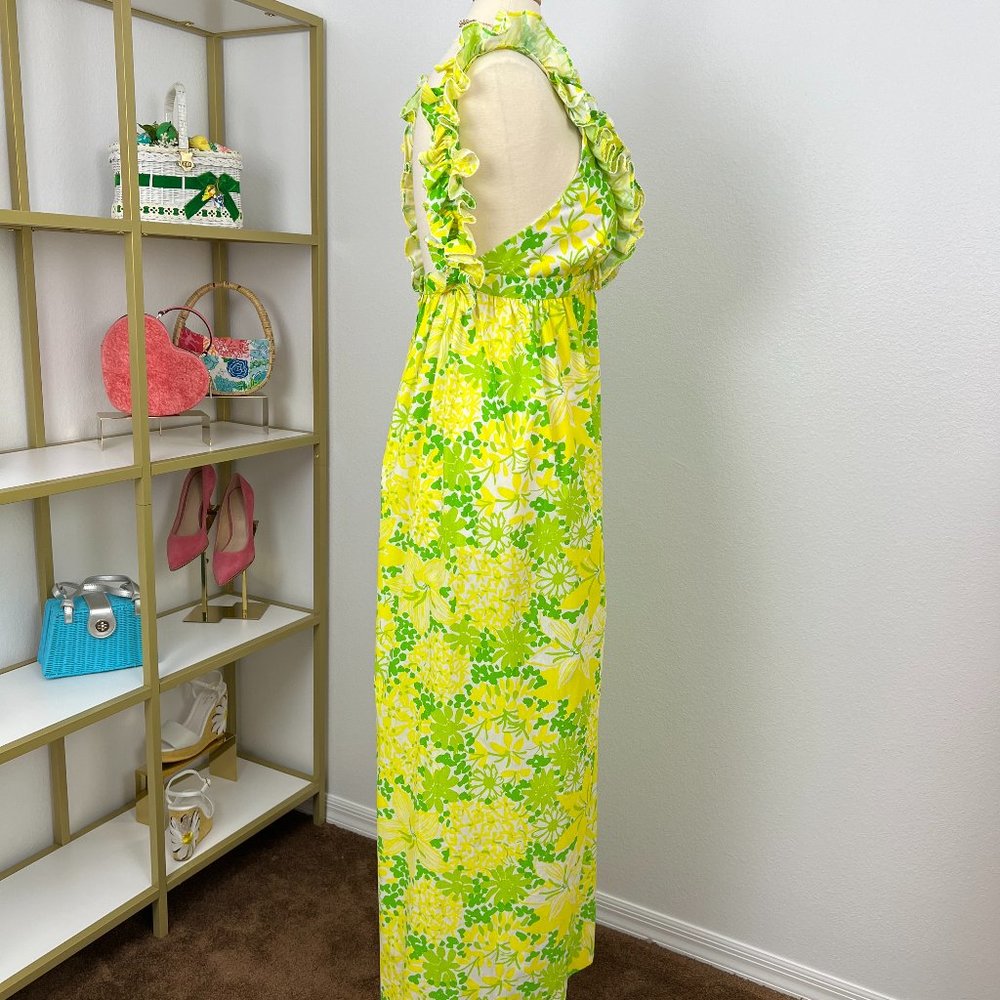 Adorable 1960s Lilly Pulitzer " The Lilly " Ruffled Maxi Dress Vintage Size 12 - Picture 5 of 13